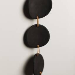 Medium Circles Wall Hanging - Black Ceramic Handmade Decor Desi Murphy Pottery - thumbnail 2