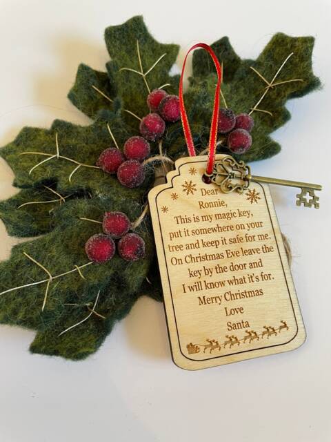 Personalised Santa Key, Wooden Christmas Decoration, Magic Key - image 1