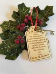 Personalised Santa Key, Wooden Christmas Decoration, Magic Key - thumbnail 1