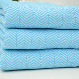 Turkish Blanket, Blanket Rug, Beach Towel, King Size Bed Cover, 79x90 Herringbone Turquoise Blankets Bct-Arrw-Pk - thumbnail 2