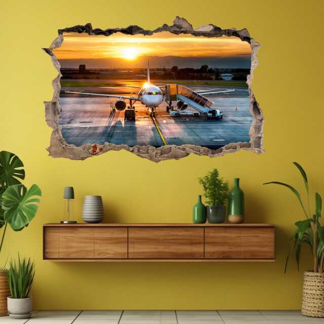 Airport Terminal Airplane Sunset Wall Sticker Mural Decal Poster Print Art Kids Bedroom Home Decor cm14 - image 1