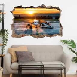 Airport Terminal Airplane Sunset Wall Sticker Mural Decal Poster Print Art Kids Bedroom Home Decor cm14 - thumbnail 2
