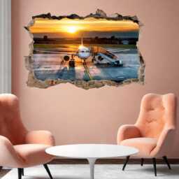 Airport Terminal Airplane Sunset Wall Sticker Mural Decal Poster Print Art Kids Bedroom Home Decor cm14 - thumbnail 3