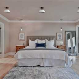 Modern Brass Flush Mount Light - White Shade Kitchen Lighting - thumbnail 3
