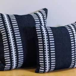 Handmade Moroccan Cotton Pillow, Boho Throw, 23x23 In - thumbnail 2