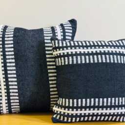 Handmade Moroccan Cotton Pillow, Boho Throw, 23x23 In - thumbnail 4