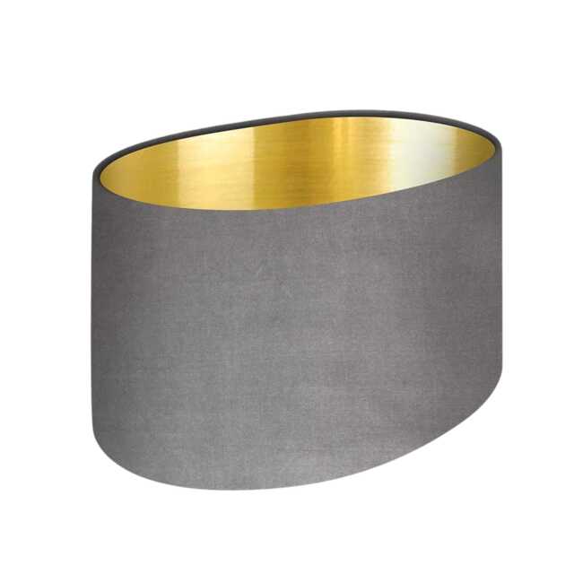 Light Grey Velvet Brushed Gold Oval Lampshade - image 1