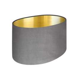 Light Grey Velvet Brushed Gold Oval Lampshade - thumbnail 1