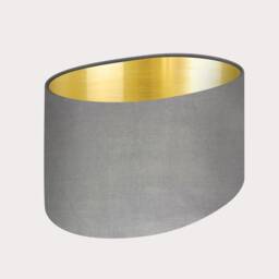 Light Grey Velvet Brushed Gold Oval Lampshade - thumbnail 2