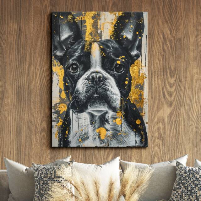 French Bulldog Dog Pet Abstract Framed Poster Print & Canvas Wall Decor Art Painting Bedroom Home Living Room Funny Animal Lover Gift - image 1