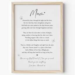 Personalised Mum Daughter Print Gift Poem Unframed Mothers Day Present Home - thumbnail 2