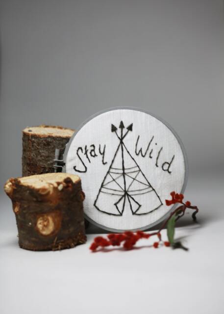 stay Wild Teepee Tent Handmade Embroidery Wall Art Decor - image 1
