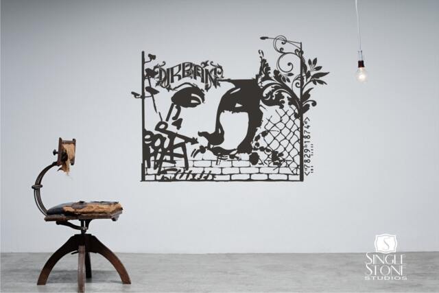 Urban Graffiti Woman Face Wall Decal Vinyl Art, Custom Home Decor - 40x29 - image 1