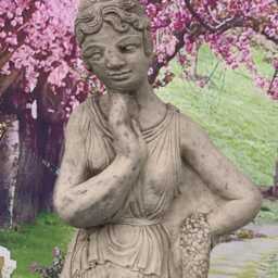 Stone Garden Large Pair Of Greek Lady Statues On Matching Plinth Ornaments - thumbnail 4