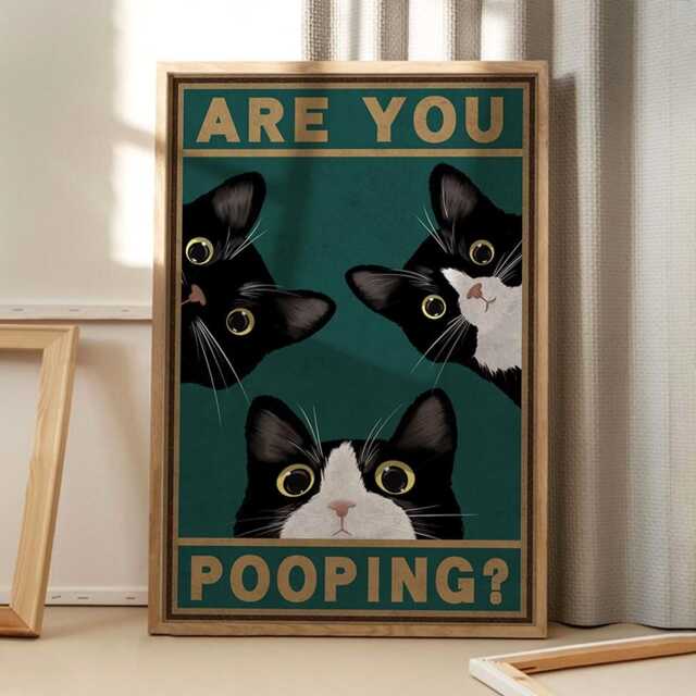 Are You Pooping Funny Bathroom Art Canvas Poster, Cartoon Wall Art, Aesthetic Decor, Retro Home Printed Gift - image 1