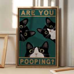 Are You Pooping Funny Bathroom Art Canvas Poster, Cartoon Wall Art, Aesthetic Decor, Retro Home Printed Gift - thumbnail 1