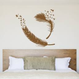 Abstract Feathers Birds Wall Decal, Of Feather Decal Vinyl Art For Living-Room, Bedroom, Nursery & Stickers - 183 - thumbnail 2
