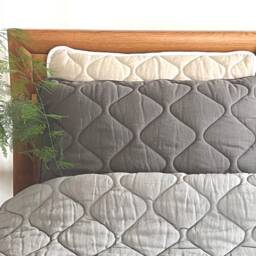Linen Quilted Pillows Set Organic Wool Insert, Stone Washed Bedding - thumbnail 2