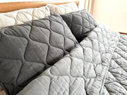 Linen Quilted Pillows Set Organic Wool Insert, Stone Washed Bedding - thumbnail 1