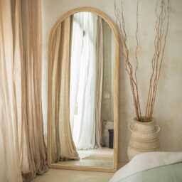 Arched Floor Mirror - Leaning - Full Length Handmade Homeware Mirrors Rattan Boho Decor