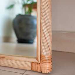 Arched Floor Mirror - Leaning - Full Length Handmade Homeware Mirrors Rattan Boho Decor - thumbnail 4