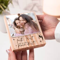 Tinckerbell Frame With Photo, Wood Engraved Gift, Gift For Friend, Best Friend Birthday, Minimalist Pic, Faith, Trust, Pixie Dus, Peter Pan - thumbnail 4