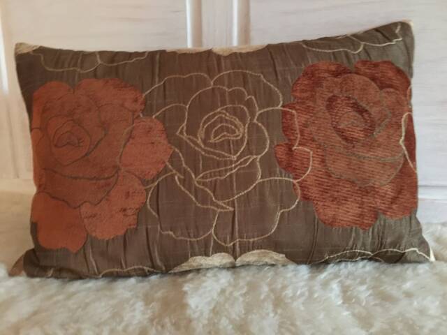 Chenille/Taffeta Decorative Cushion Brown/Orange/Beige High-Quality Designer Fabric, Modern - image 1