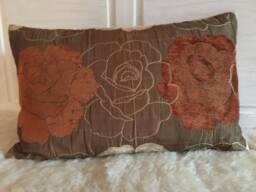 Chenille/Taffeta Decorative Cushion Brown/Orange/Beige High-Quality Designer Fabric, Modern - thumbnail 1