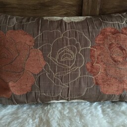 Chenille/Taffeta Decorative Cushion Brown/Orange/Beige High-Quality Designer Fabric, Modern - thumbnail 2
