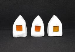 Miniature Houses, Set Of 3 Ceramic Clay Handmade Gift Home Decor For Him Her Contemporary Modern - thumbnail 1