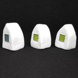 Miniature Houses, Set Of 3 Ceramic Clay Handmade Gift Home Decor For Him Her Contemporary Modern - thumbnail 3