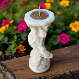 Concrete Sundial Pedestal With Squirrels Stone Garden Timepiece Sculpture Column Animals Outdoor Ornament Nature Inspired Yard Decor - thumbnail 2