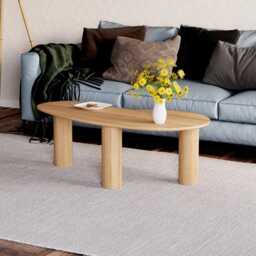 Solid Oak Coffee Table Modern Bean Shape Scandi Style - thumbnail 3