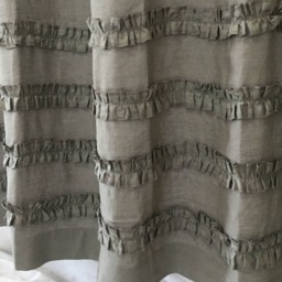 Medium Grey Linen Shower Curtains With 4 Rows Of Ruffles, Dress Up Your Tub - thumbnail 3
