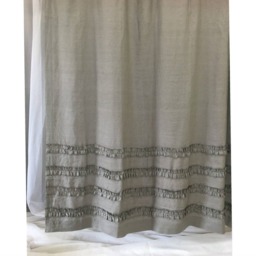 Medium Grey Linen Shower Curtains With 4 Rows Of Ruffles, Dress Up Your Tub - thumbnail 4