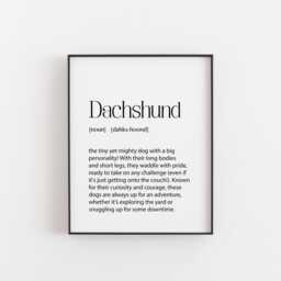 Dachshund Dog Definition Print - Funny Wall Art Lover Gift Pet Decor Typography Mom Dad - thumbnail 1