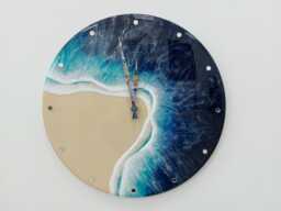 Resin Ocean Wall Clock Art Beach & Sea Unique Decor For Epoxy Wave Design House Decor - thumbnail 1