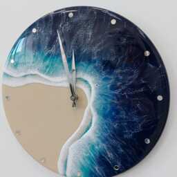Resin Ocean Wall Clock Art Beach & Sea Unique Decor For Epoxy Wave Design House Decor - thumbnail 2