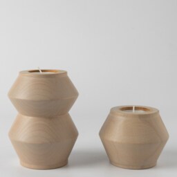 Candlesticks Dryas Gray - Set Of 2 Wooden Candlestick Holder Wood Pillar Candle Holders Modern Holders - thumbnail 2