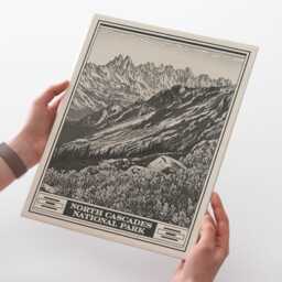 North Cascades National Park Lithograph Style Print - Vintage Washington Archival Matte Fine Art Print Gift. Thunder Creek Boats Dot Ross - thumbnail 2