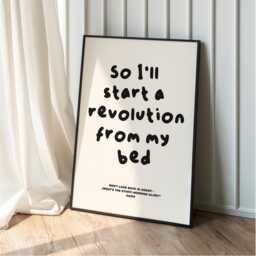 Don't Look Back in Anger Poster Revolution From My Bed Print Britpop Lyrics Wall Art - thumbnail 1