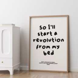 Don't Look Back in Anger Poster Revolution From My Bed Print Britpop Lyrics Wall Art - thumbnail 2