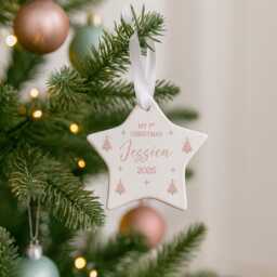 Personalised Baby's 1St Christmas Ornament - First Xmas Gift Star Decoration - thumbnail 3