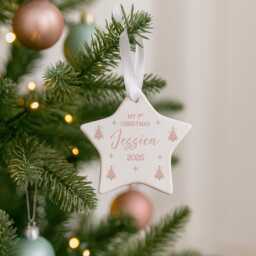 Personalised Baby's 1St Christmas Ornament - First Xmas Gift Star Decoration - thumbnail 2