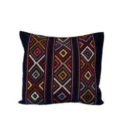 Mexican Embroidered Pillow Cover, Prehispanic Weaving - 17x17 In - thumbnail 2