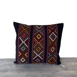 Mexican Embroidered Pillow Cover, Prehispanic Weaving - 17x17 In - thumbnail 3