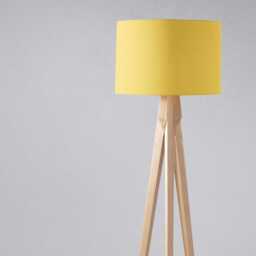 Yellow Drum Lampshade - Pale Table Lamp Shade Ceiling Light Modern Home Deco -Bright Colour UK Handmade Lighting - thumbnail 2