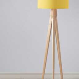 Yellow Drum Lampshade - Pale Table Lamp Shade Ceiling Light Modern Home Deco -Bright Colour UK Handmade Lighting - thumbnail 3