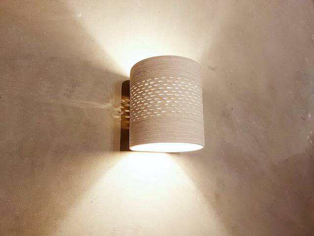 Handmade Ceramic Wall Sconce Modern Off-White Cylinder Lamp - image 1