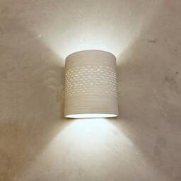 Handmade Ceramic Wall Sconce Modern Off-White Cylinder Lamp - thumbnail 2